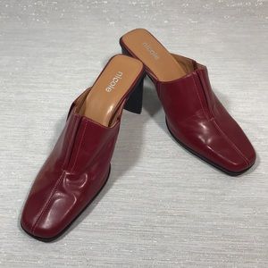 🌺 Sz8 NICOLE RED LEATHER MULES